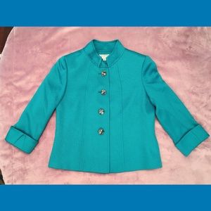 Tahari Woven Teal Jacket sz 8P